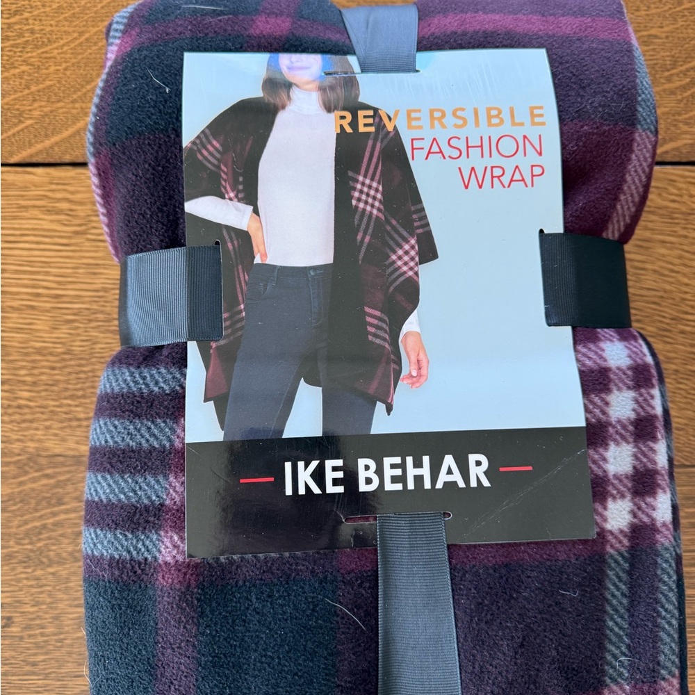 Ike Behar Plaid Fashion Wrap in Purple and Black